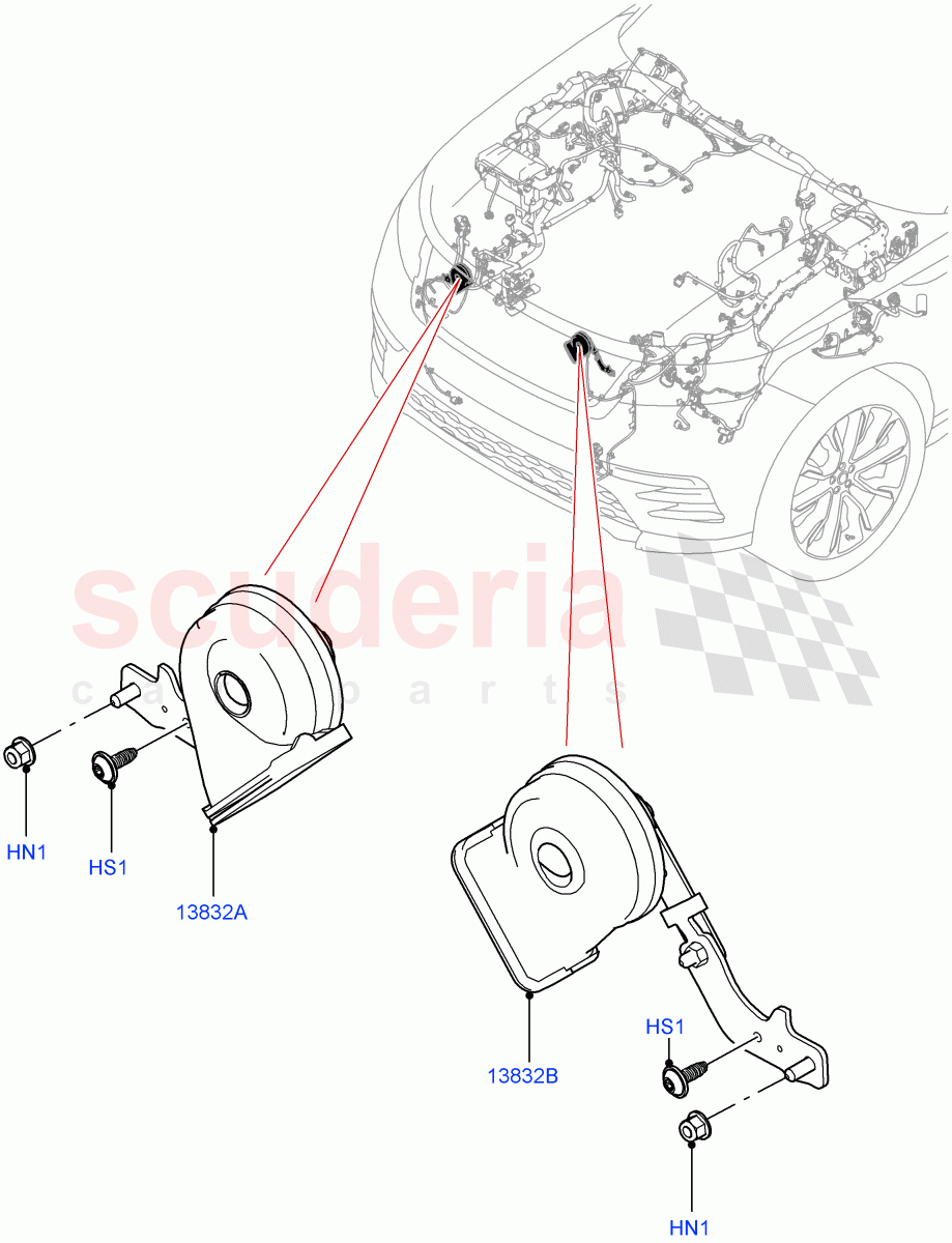 Battery Cables And Horn(Horn) of Land Rover Land Rover Range Rover Velar (2017+) [3.0 I6 Turbo Petrol AJ20P6]