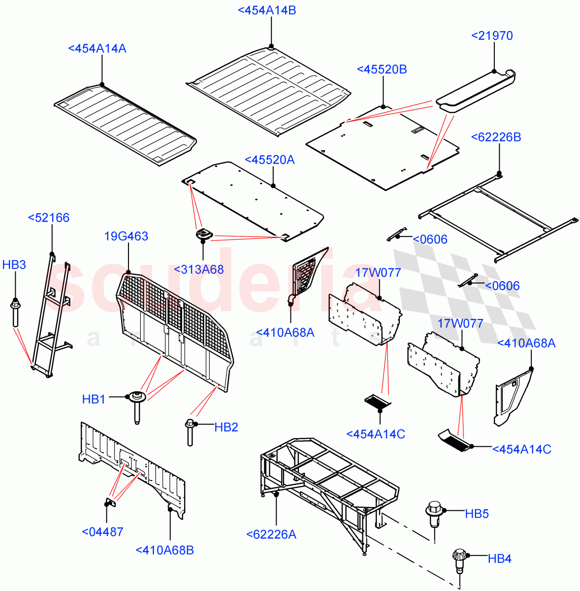 Load Compartment Trim(Commercial, Solihull Plant Build)(Version - Commercial,With 2 Seat Configuration)((V)FROMJA000001) of Land Rover Land Rover Discovery 5 (2017+) [3.0 DOHC GDI SC V6 Petrol]