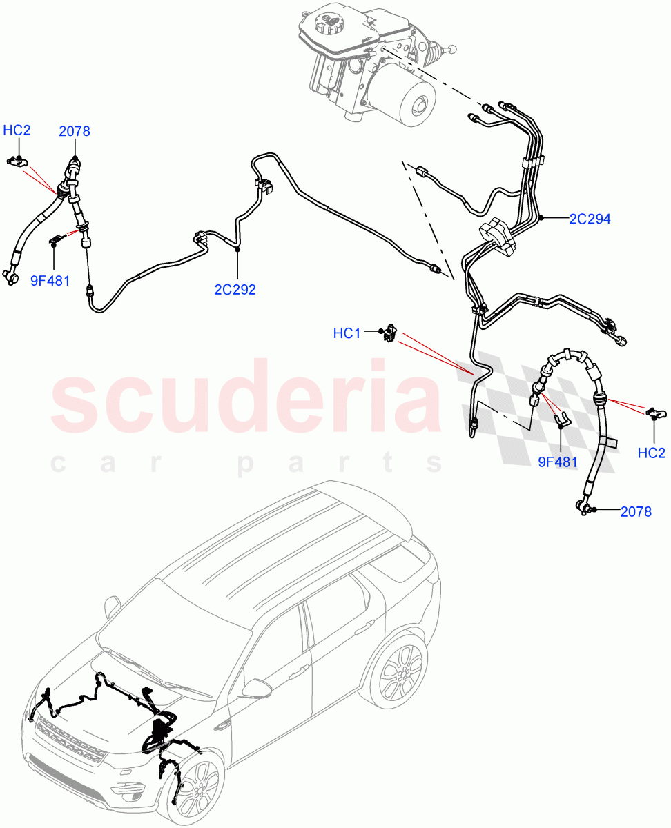 Front Brake Pipes (Changsu (China), Electric Engine Battery-PHEV) ((V) FROMLG000001) of Land Rover Land Rover Discovery Sport (2015+) [2.0 Turbo Diesel AJ21D4]