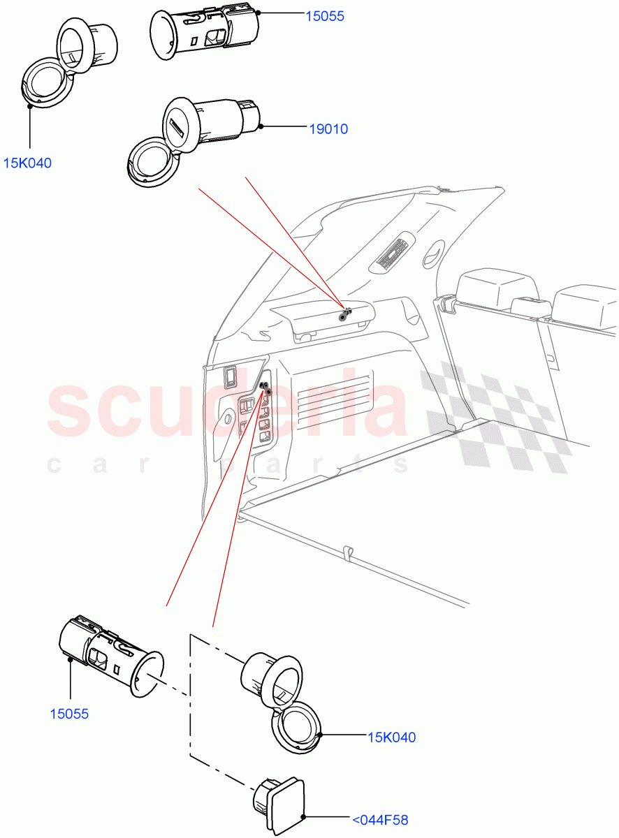 Auxiliary Electrical Power Points(Nitra Plant Build)((V)FROMK2000001) of Land Rover Land Rover Discovery 5 (2017+) [2.0 Turbo Petrol AJ200P]