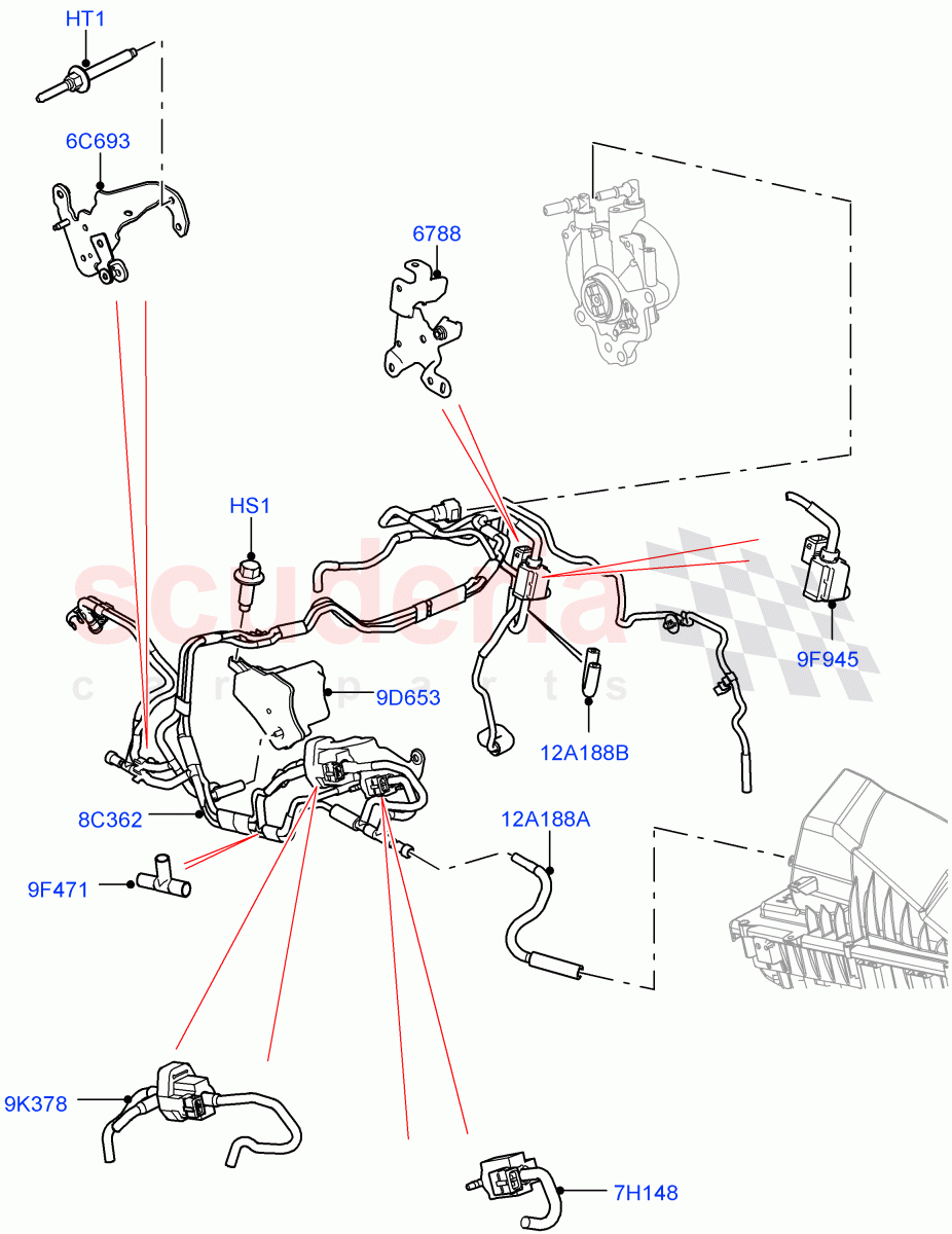 Vacuum Control And Air Injection (Nitra Plant Build, Engine Vacuum Harness) (3.0 V6 Diesel) ((V) FROMK2000001) of Land Rover Land Rover Discovery 5 (2017+) [3.0 Diesel 24V DOHC TC]