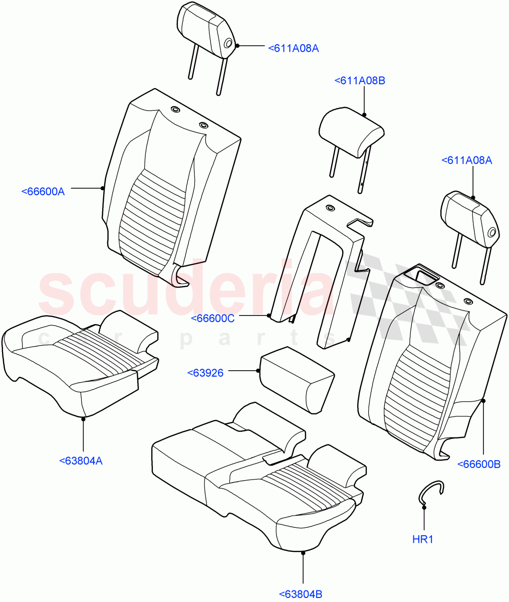 Rear Seat Covers(Taurus Leather Perforated,Halewood (UK),With 60/40 Manual Fold Thru Rr Seat,60/40 Load Through With Slide)((V)FROMPH000001) of Land Rover Land Rover Discovery Sport (2015+) [2.0 Turbo Petrol GTDI]