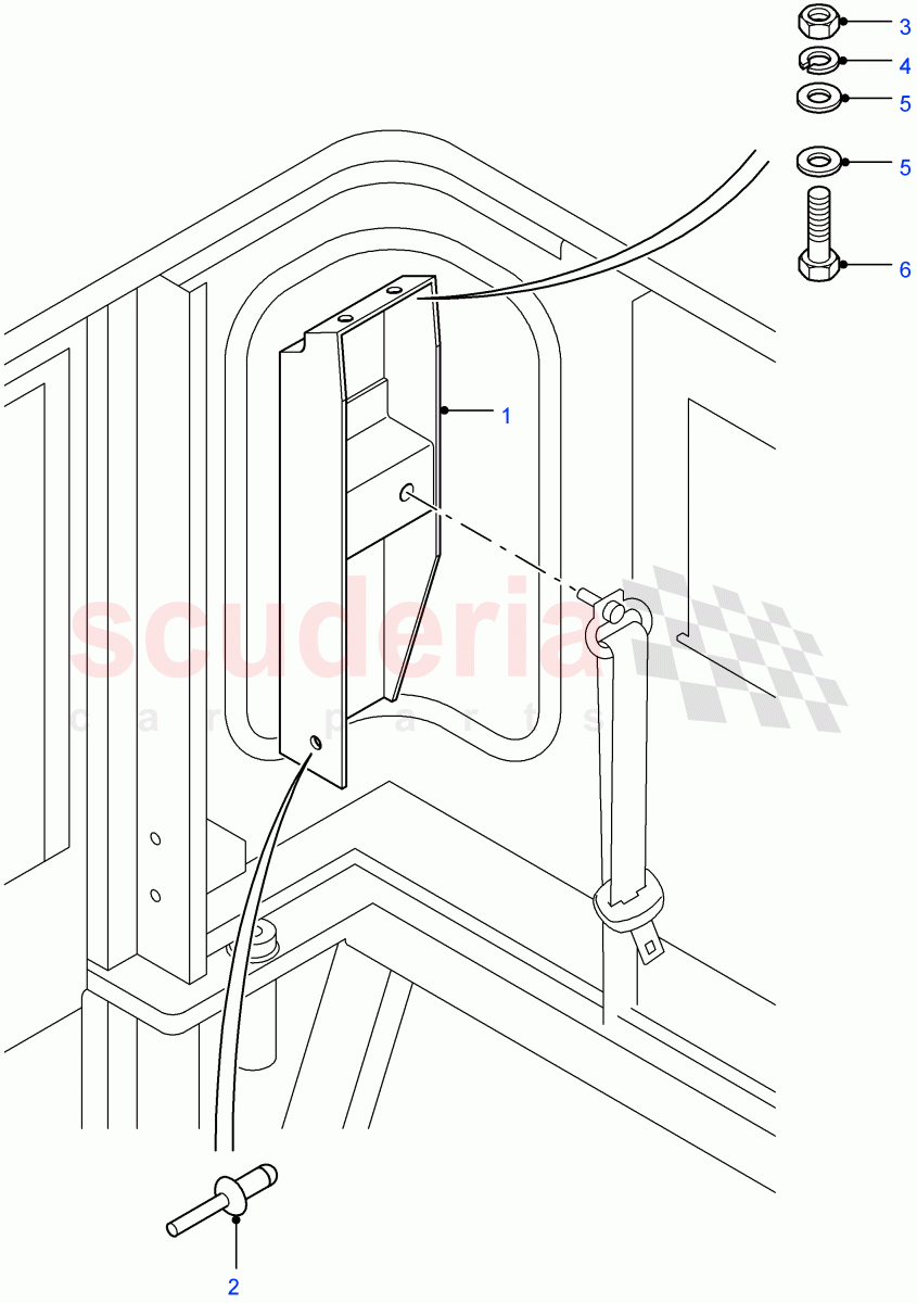 Front Seats-Shoulder & Seatbase Anchorage-Truck Cab (Chassis Cab, 110" Wheelbase, High Capacity Pick Up, Pick Up, Crew Cab Pick Up, 90" Wheelbase, 130" Wheelbase) ((V) FROM7A000001) of Land Rover Land Rover Defender (2007-2016)