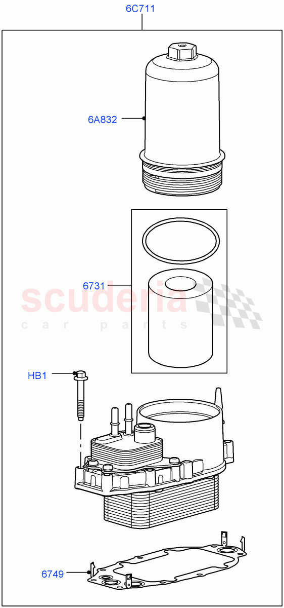 Oil Cooler And Filter (Lion Diesel 2.7 V6 (140KW)) ((V) TO9A999999) of Land Rover Land Rover Range Rover Sport (2005-2009) [2.7 Diesel V6]
