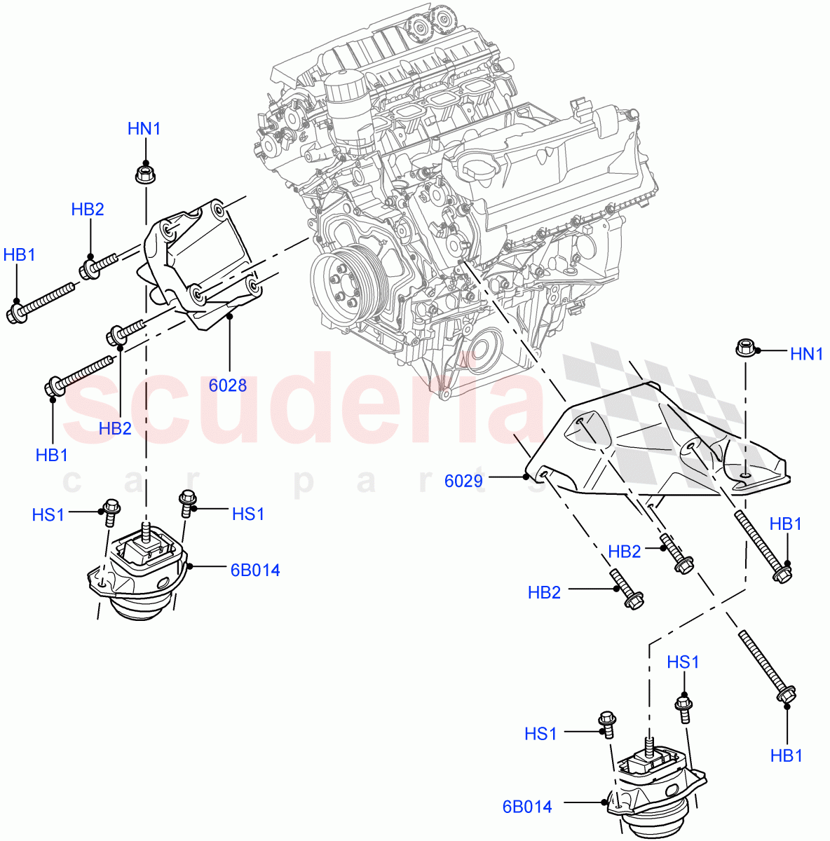 Engine Mounting (5.0L OHC SGDI NA V8 Petrol - AJ133) ((V) FROMAA000001) of Land Rover Land Rover Discovery 4 (2010-2016) [2.7 Diesel V6]