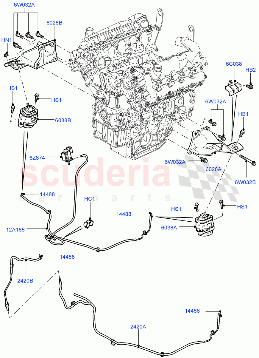 Engine Mounting(3.6L V8 32V DOHC EFi Diesel Lion,4.4L DOHC DITC V8 Diesel)((V)FROMAA000001) of Land Rover Land Rover Range Rover (2010-2012) [4.4 DOHC Diesel V8 DITC]