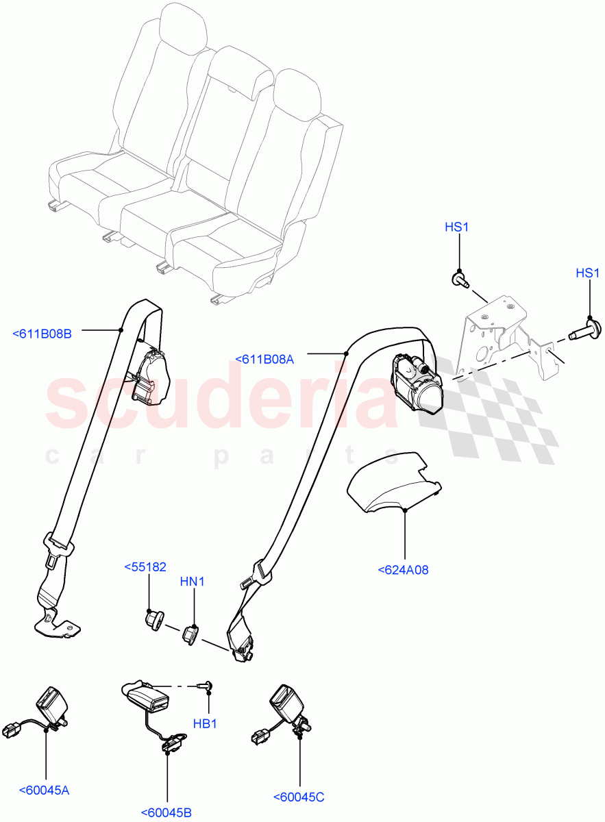 Rear Seat Belts of Land Rover Land Rover Range Rover Sport (2014+) [5.0 OHC SGDI SC V8 Petrol]