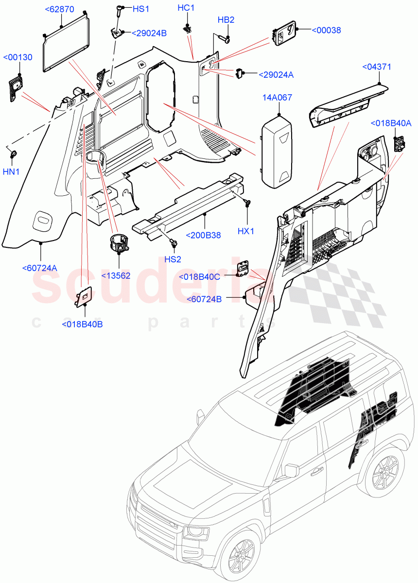 Side Trim (Luggage Compartment) (Standard Wheelbase) of Land Rover Land Rover Defender (2020+) [2.0 Turbo Diesel]