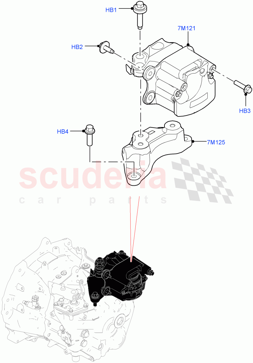 Transmission Mounting(2.0L AJ21D4 Diesel Mid,6 Speed Manual Trans BG6,Halewood (UK))((V)FROMMH000001) of Land Rover Land Rover Range Rover Evoque (2019+) [2.0 Turbo Petrol AJ200P]