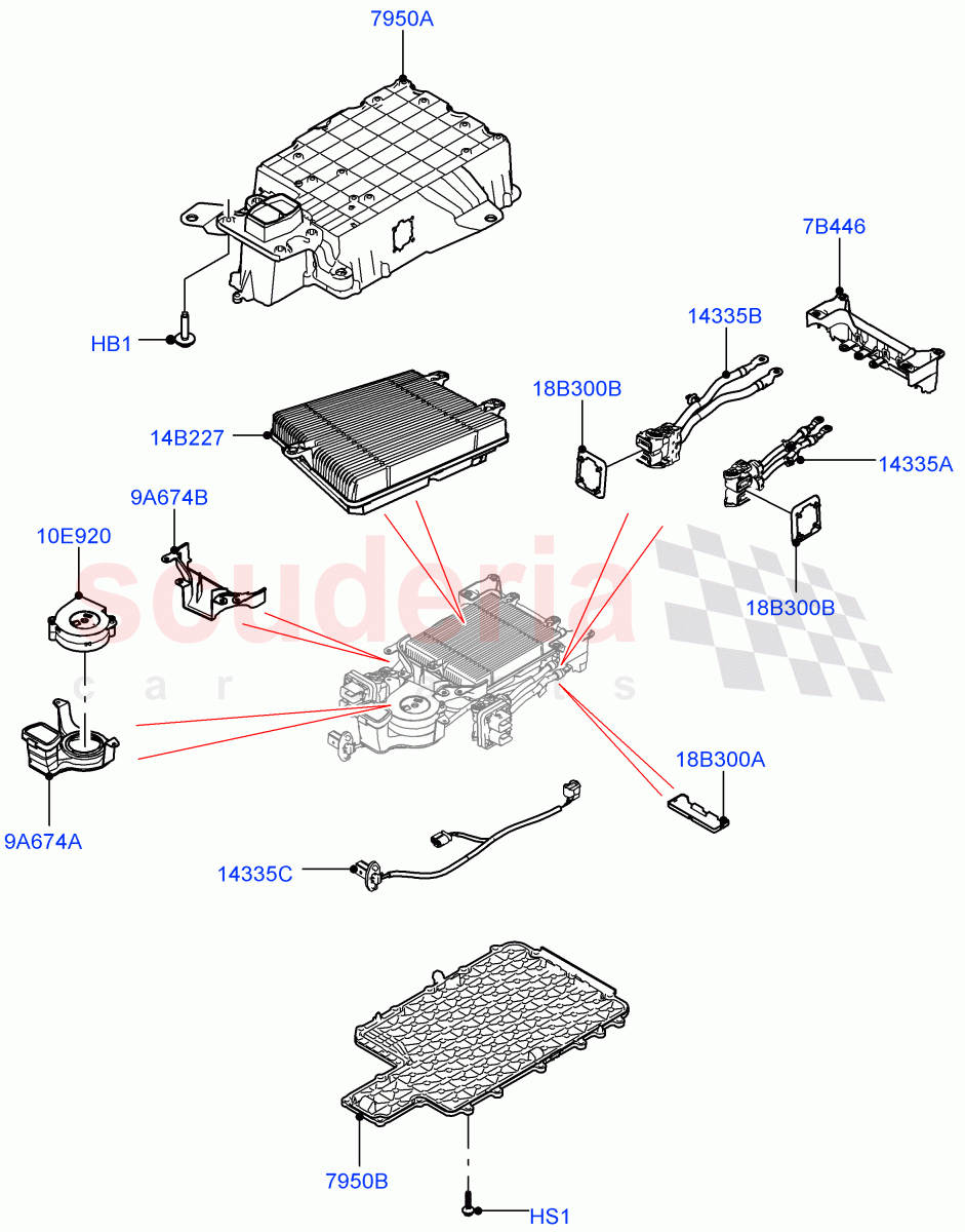 Hybrid Electrical Modules(MHEV Converter, Cooling Duct And Fans)(Electric Engine Battery-MHEV) of Land Rover Land Rover Range Rover Sport (2014+) [3.0 I6 Turbo Diesel AJ20D6]