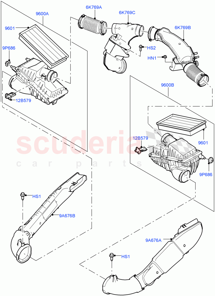 Air Cleaner(Nitra Plant Build)(3.0L AJ20P6 Petrol High)((V)FROMM2000001) of Land Rover Land Rover Discovery 5 (2017+) [3.0 I6 Turbo Petrol AJ20P6]