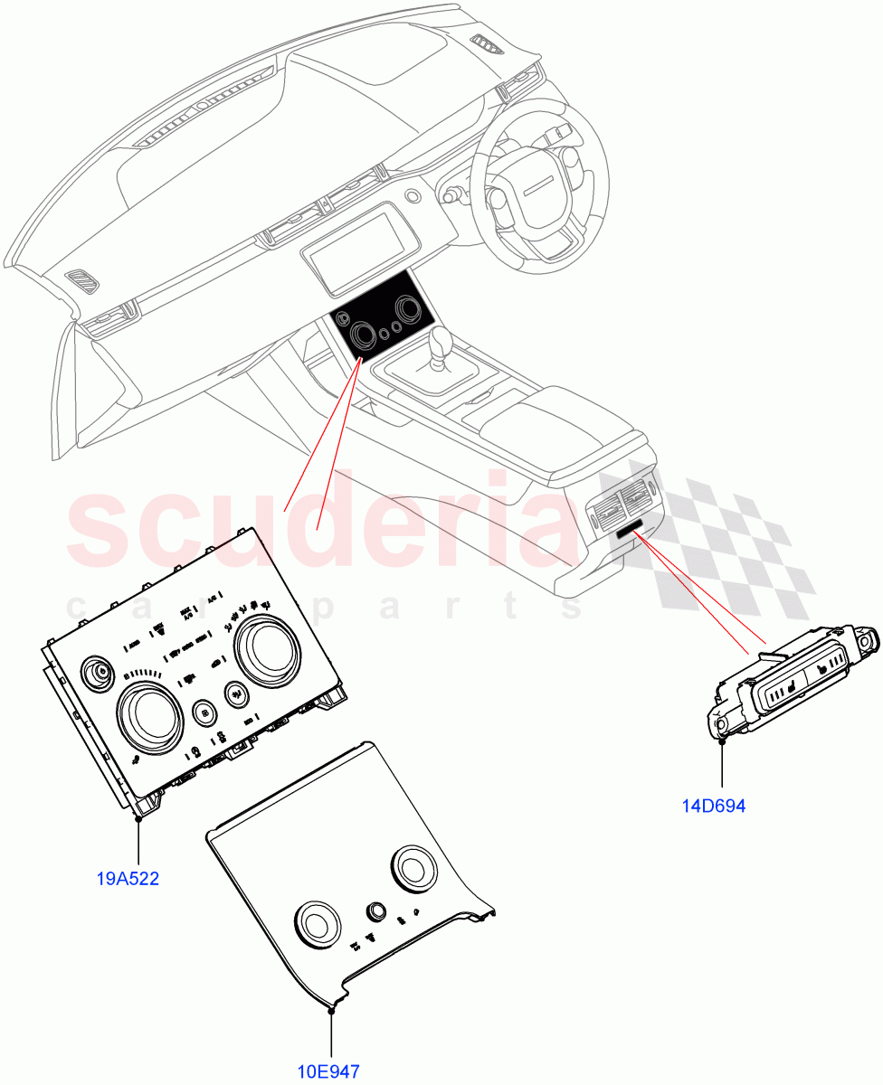 Heater & Air Conditioning Controls(Halewood (UK)) of Land Rover Land Rover Range Rover Evoque (2019+) [2.0 Turbo Petrol AJ200P]