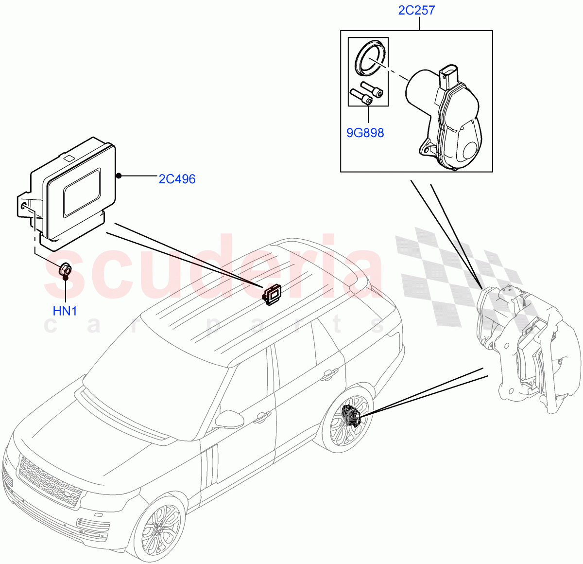 Parking Brake(Electric Parking Brake Actuator And Cables) of Land Rover Land Rover Range Rover (2012-2021) [3.0 Diesel 24V DOHC TC]