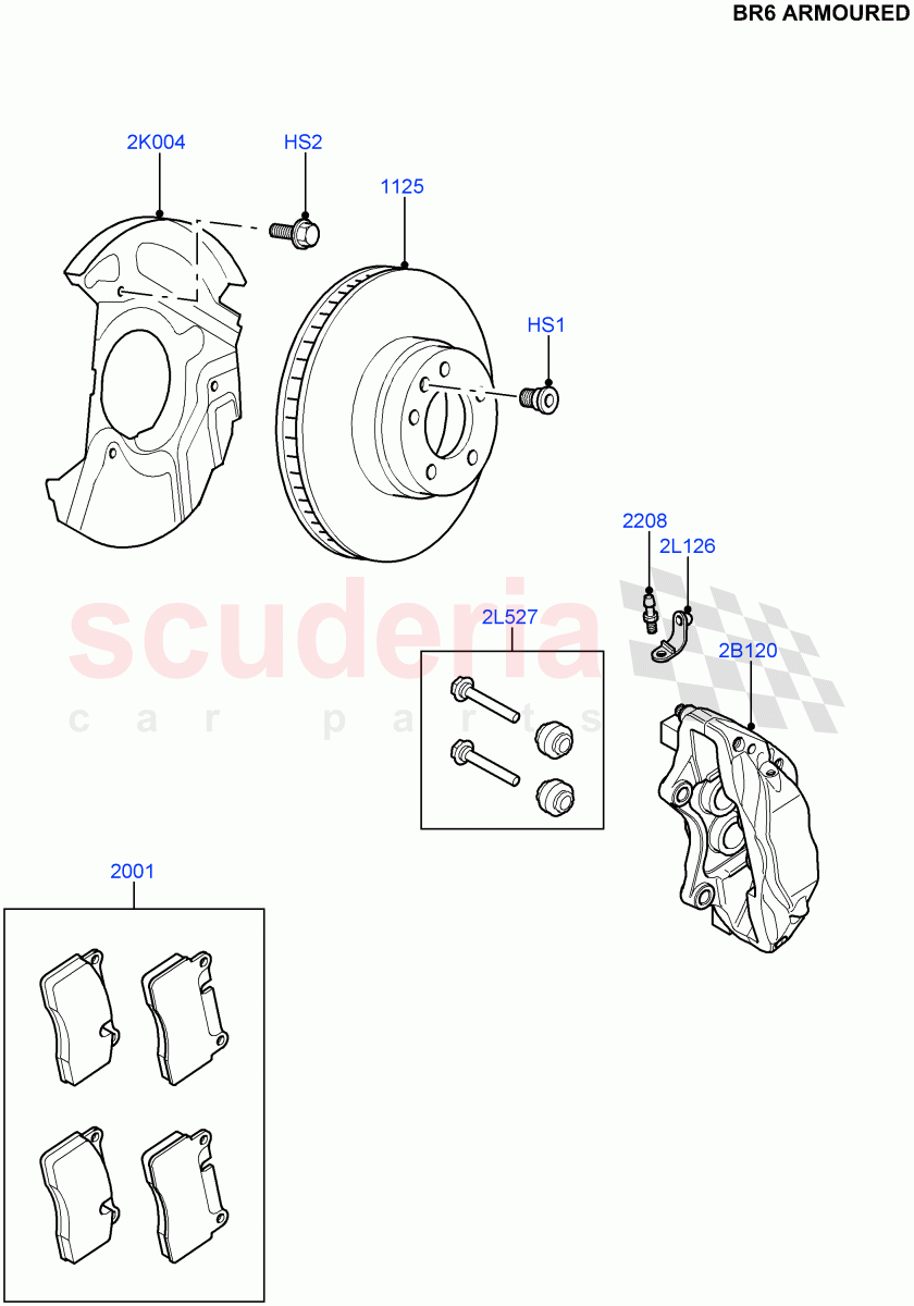 Front Brake Discs And Calipers (With B6 Level Armouring) ((V) FROMAA000001) of Land Rover Land Rover Discovery 4 (2010-2016) [3.0 Diesel 24V DOHC TC]