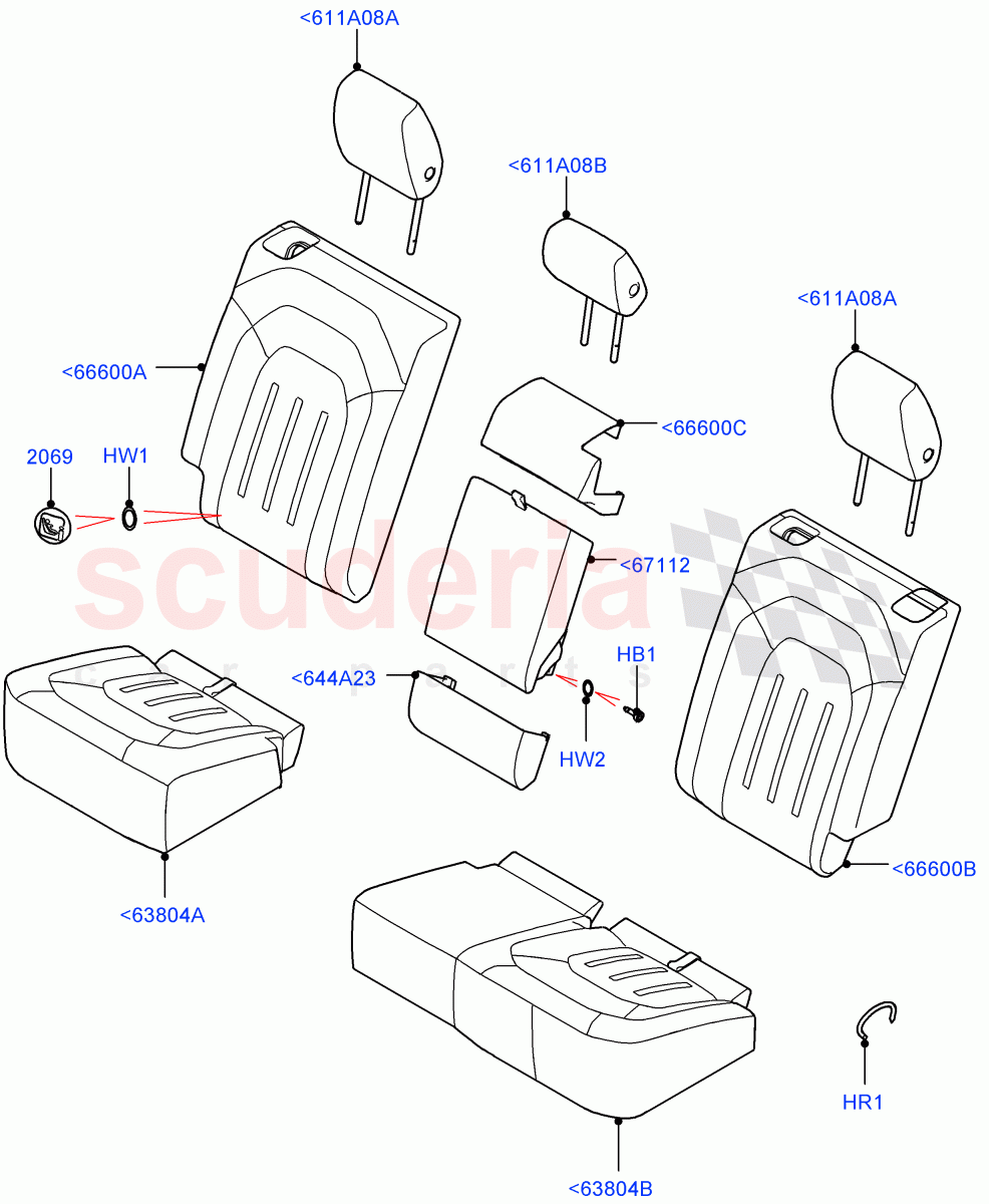 Rear Seat Covers(Standard Wheelbase,Windsor Perforated/Windsor/Windsor,With 40/20/40 Split Fold Rear Seat) of Land Rover Land Rover Defender (2020+) [2.0 Turbo Diesel]