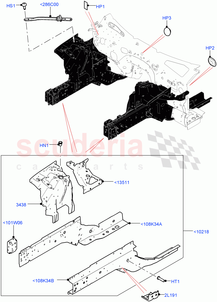 Front Panels, Aprons & Side Members(Reinforcement - Member) of Land Rover Land Rover Range Rover Velar (2017+) [3.0 I6 Turbo Diesel AJ20D6]