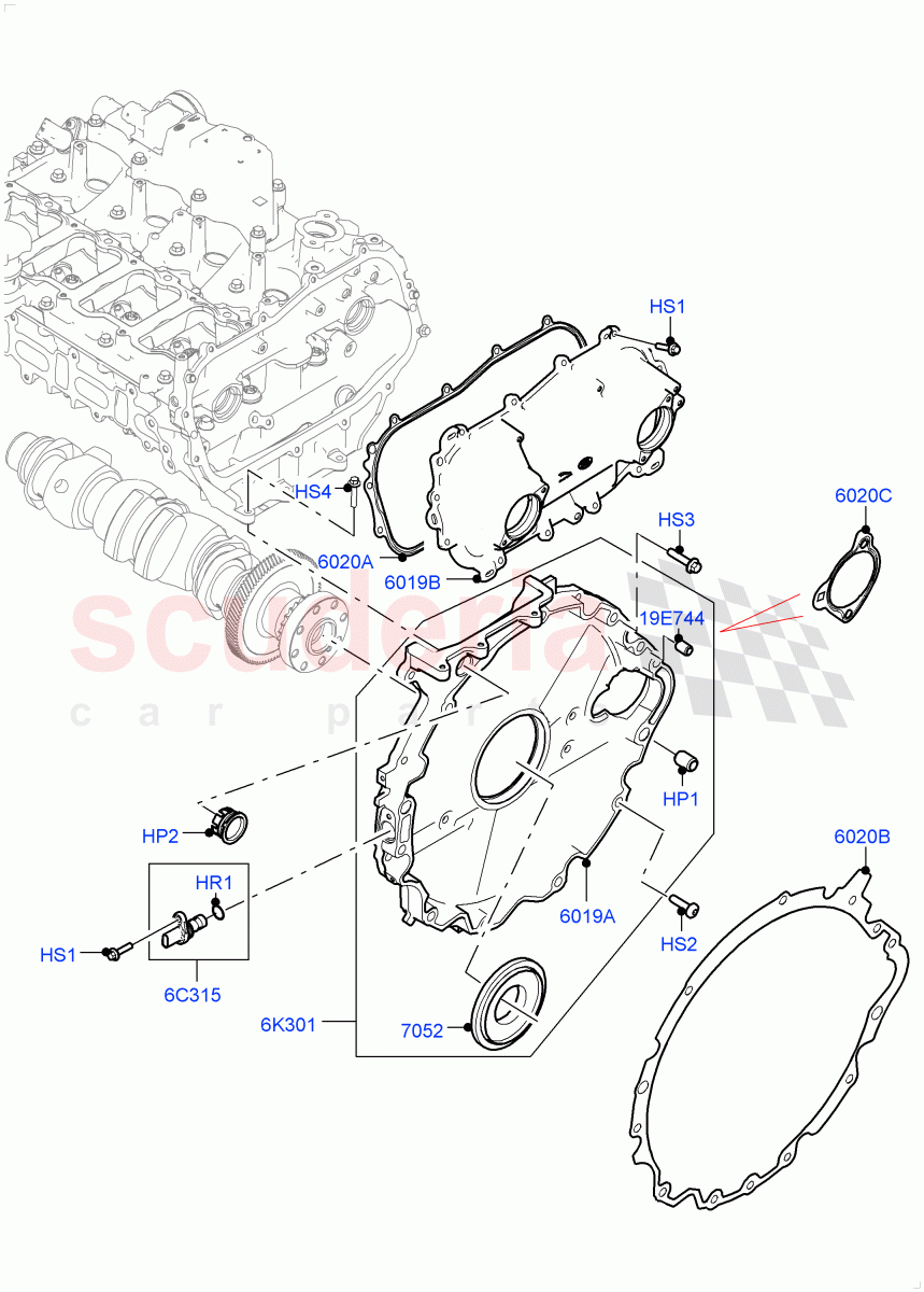 Timing Gear Covers(2.0L AJ200P Hi PHEV)((V)FROMJA000001) of Land Rover Land Rover Range Rover Sport (2014+) [2.0 Turbo Petrol AJ200P]