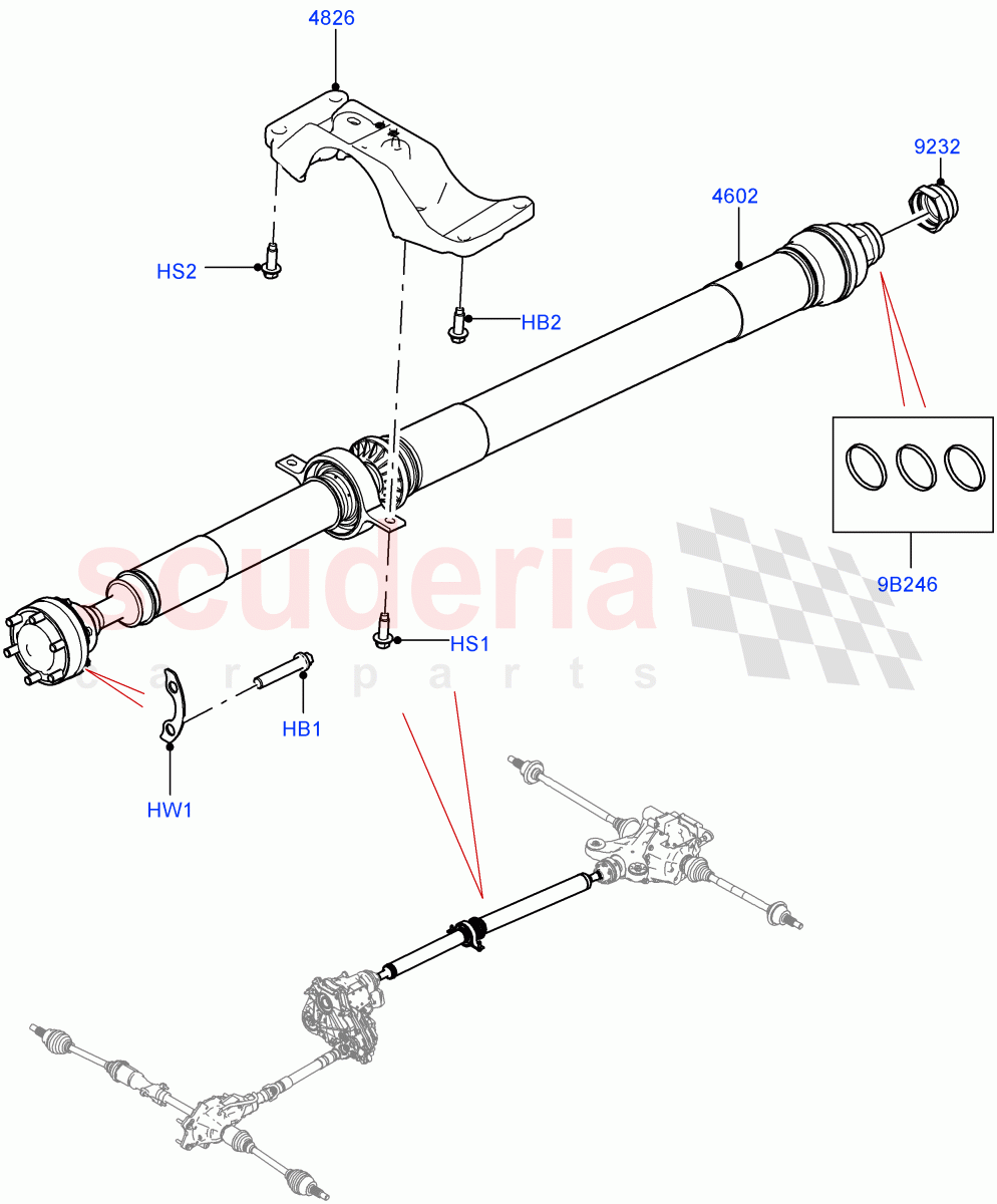 Drive Shaft - Rear Axle Drive(Propshaft)(Standard Wheelbase,Long Wheelbase)((V)FROMM2000001) of Land Rover Land Rover Defender (2020+) [2.0 Turbo Petrol AJ200P]