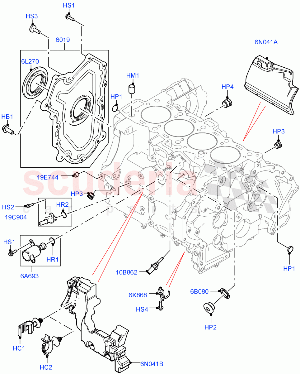 Cylinder Block And Plugs(2.0L I4 DSL HIGH DOHC AJ200,Halewood (UK),2.0L I4 DSL MID DOHC AJ200) of Land Rover Land Rover Discovery Sport (2015+) [2.0 Turbo Diesel]