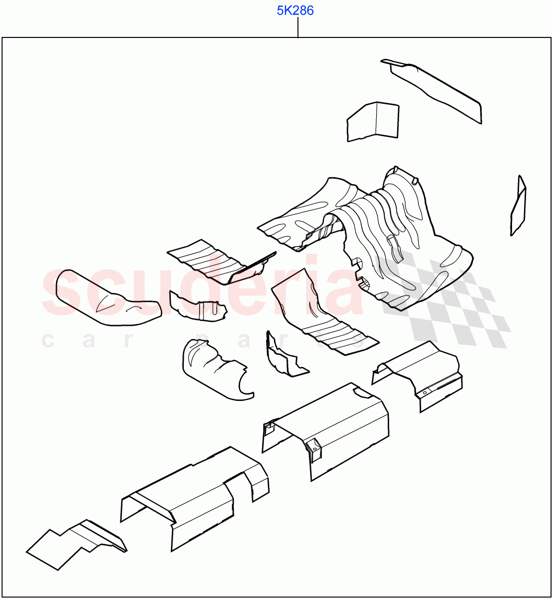 Floor Pan - Centre And Rear(Heatshield, Steel Floor)(Armoured)((V)FROMJA000001) of Land Rover Land Rover Range Rover (2012-2021) [2.0 Turbo Petrol GTDI]