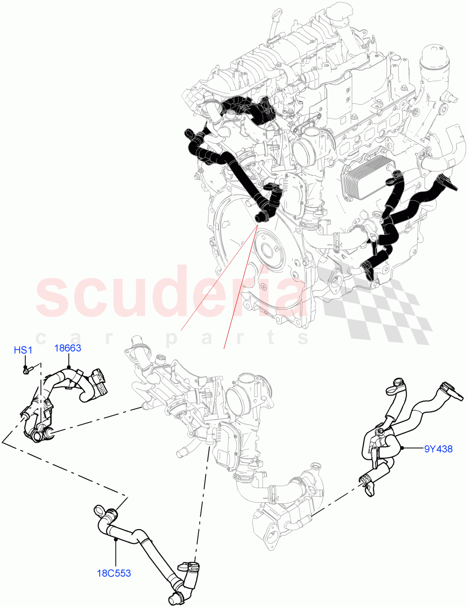 EGR Cooling System(2.0L AJ21D4 Diesel Mid,Halewood (UK))((V)FROMMH000001) of Land Rover Land Rover Discovery Sport (2015+) [2.0 Turbo Diesel AJ21D4]