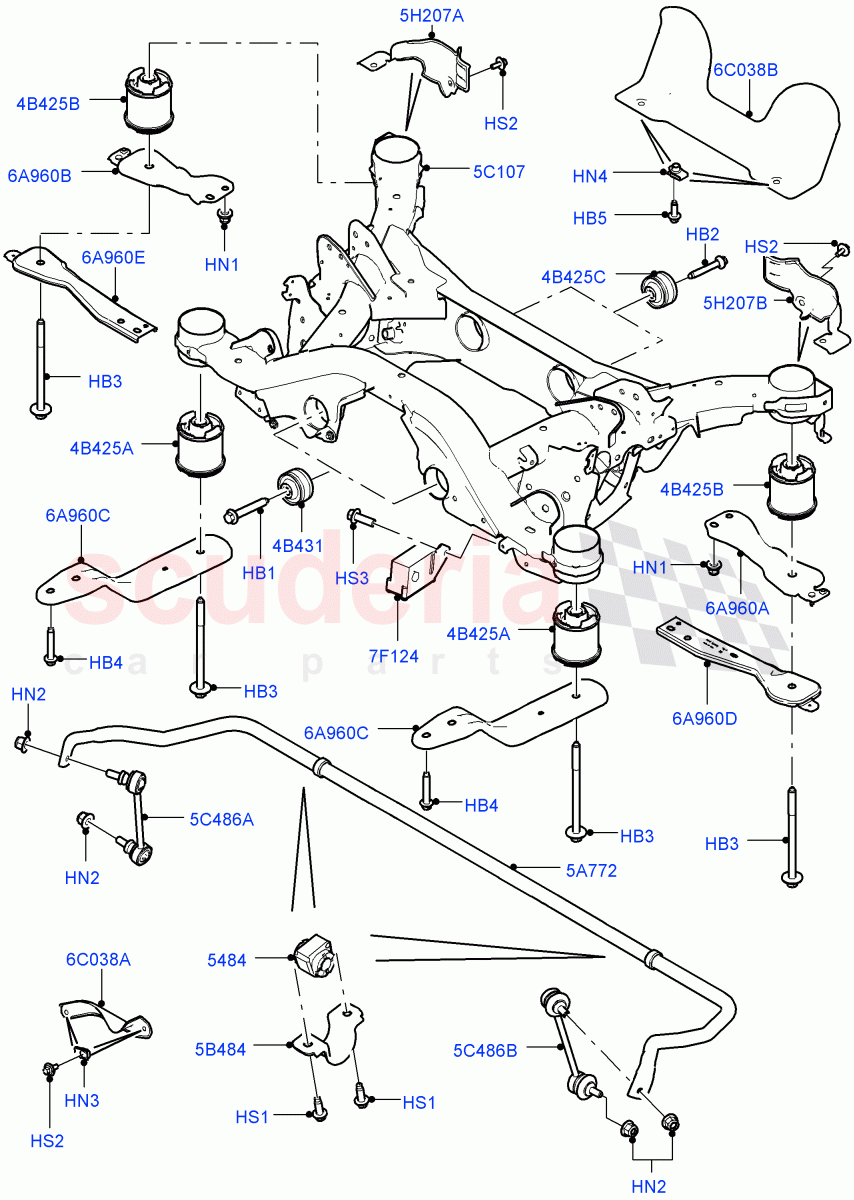 Rear Cross Member & Stabilizer Bar (Changsu (China)) ((V) FROMFG000001, (V) TOKG446856) of Land Rover Land Rover Discovery Sport (2015+) [2.0 Turbo Petrol GTDI]