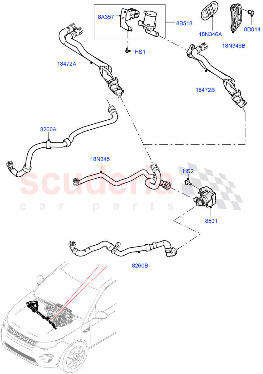 Heater Hoses(2.0L AJ20P4 Petrol High PTA,Changsu (China),2.0L AJ20P4 Petrol Mid PTA)((V)FROMKG446857) of Land Rover Land Rover Discovery Sport (2015+) [2.2 Single Turbo Diesel]