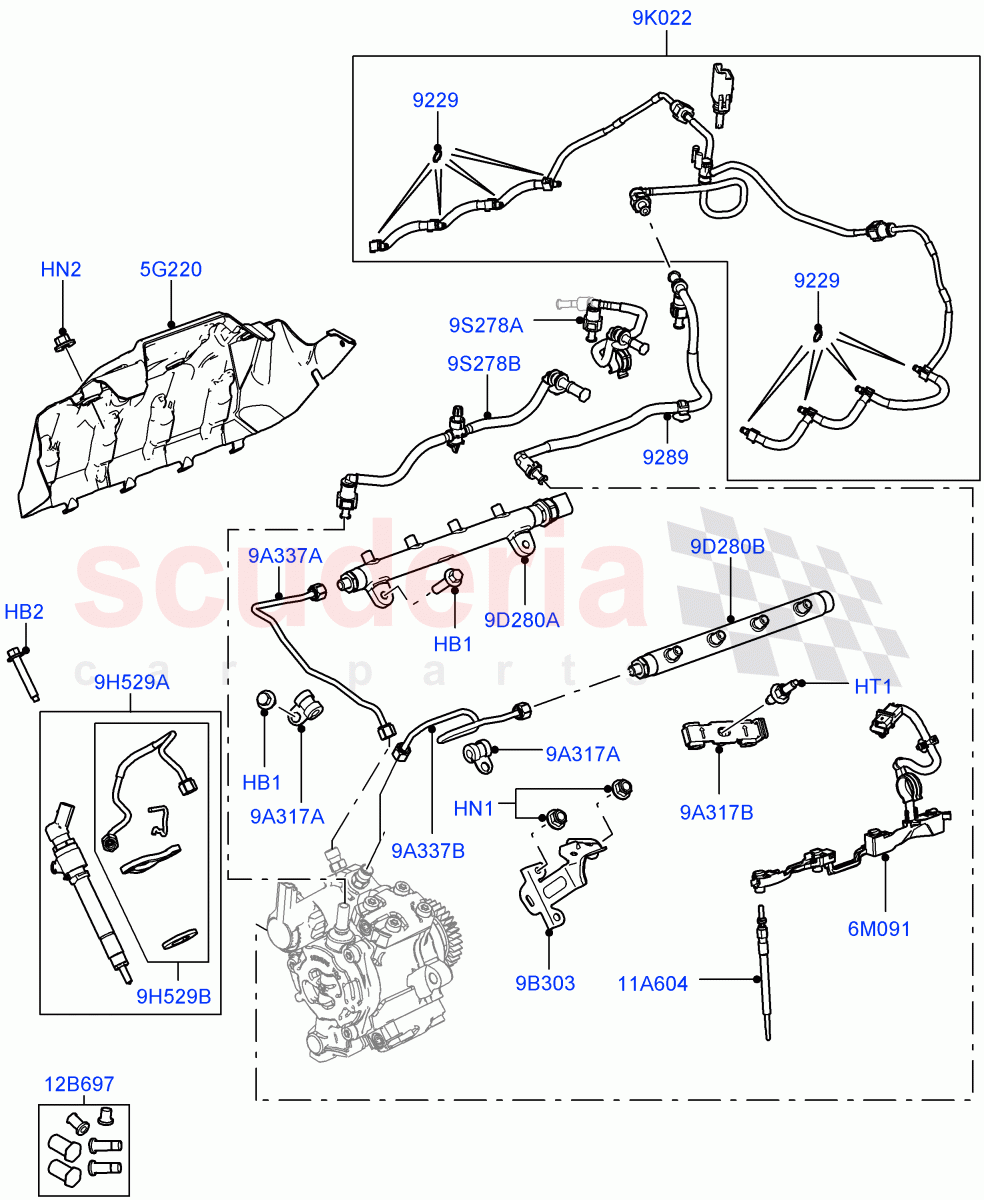 Fuel Injectors And Pipes (3.6L V8 32V DOHC EFi Diesel Lion) ((V) FROMAA000001) of Land Rover Land Rover Range Rover Sport (2010-2013) [3.6 V8 32V DOHC EFI Diesel]