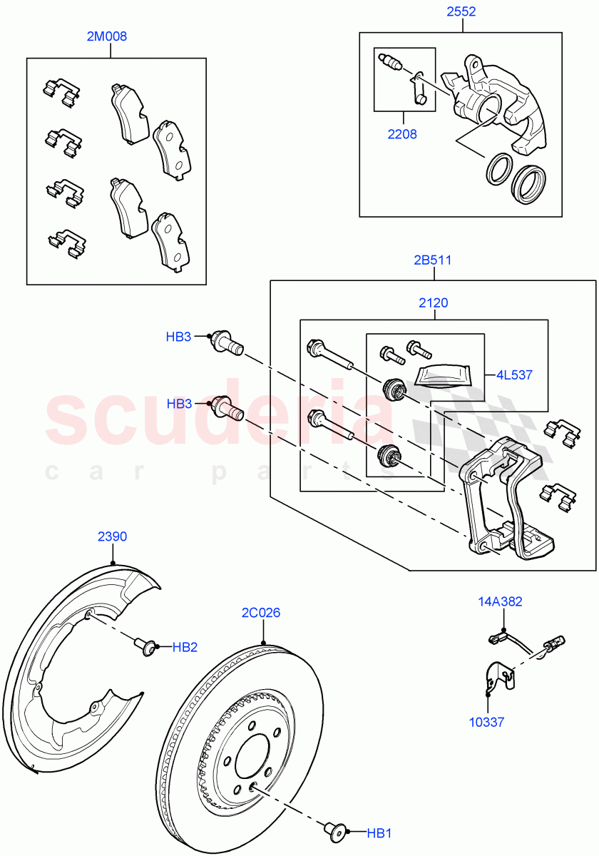 Rear Brake Discs And Calipers of Land Rover Land Rover Range Rover (2022+) [3.0 I6 Turbo Diesel AJ20D6]