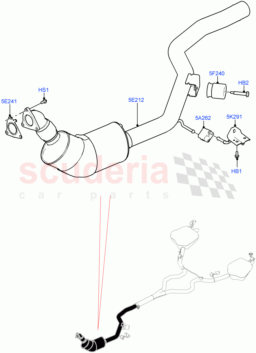 Front Exhaust System (Solihull Plant Build) (3.0 V6 D Low MT ROW, Euro Stage 4 Emissions) ((V) FROMHA000001) of Land Rover Land Rover Range Rover (2012-2021) [3.0 Diesel 24V DOHC TC]