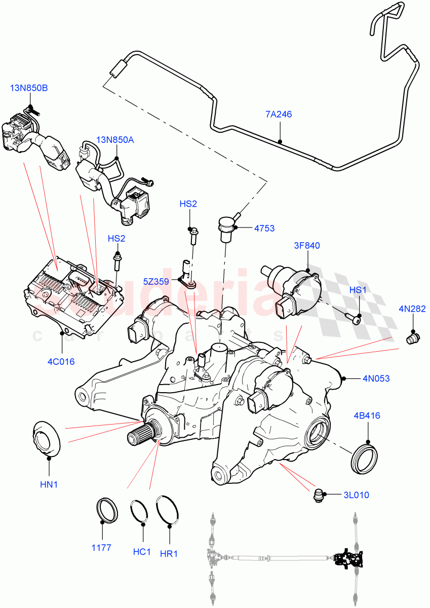 Rear Axle(Itatiaia (Brazil),All Wheel Drive,Dynamic Driveline,Less Electric Engine Battery,Electric Engine Battery-MHEV) of Land Rover Land Rover Range Rover Evoque (2019+) [1.5 I3 Turbo Petrol AJ20P3]