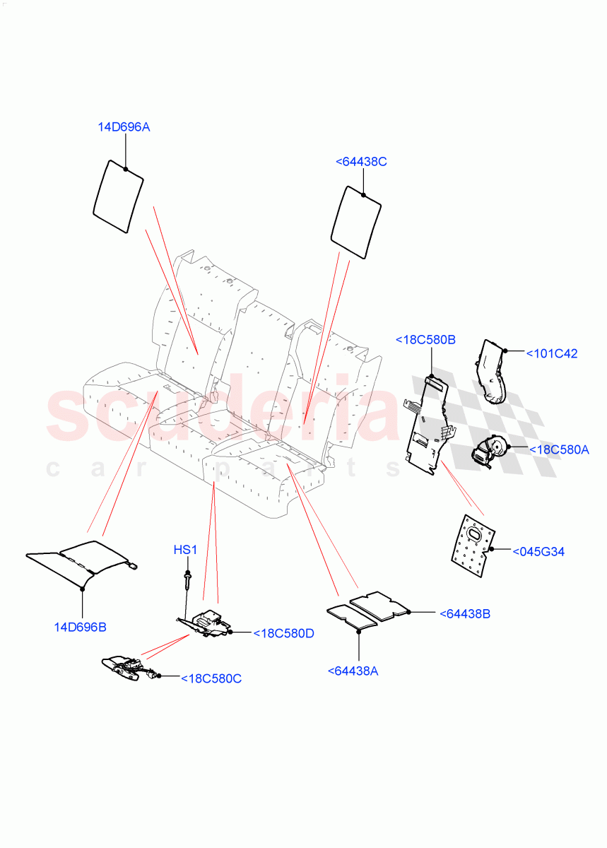 Rear Seat Pads/Valances & Heating (Nitra Plant Build, Heating) (Version - Core, 60/40 Load Through With Slide, Version - R-Dynamic) ((V) FROMK2000001) of Land Rover Land Rover Discovery 5 (2017+) [3.0 I6 Turbo Petrol AJ20P6]
