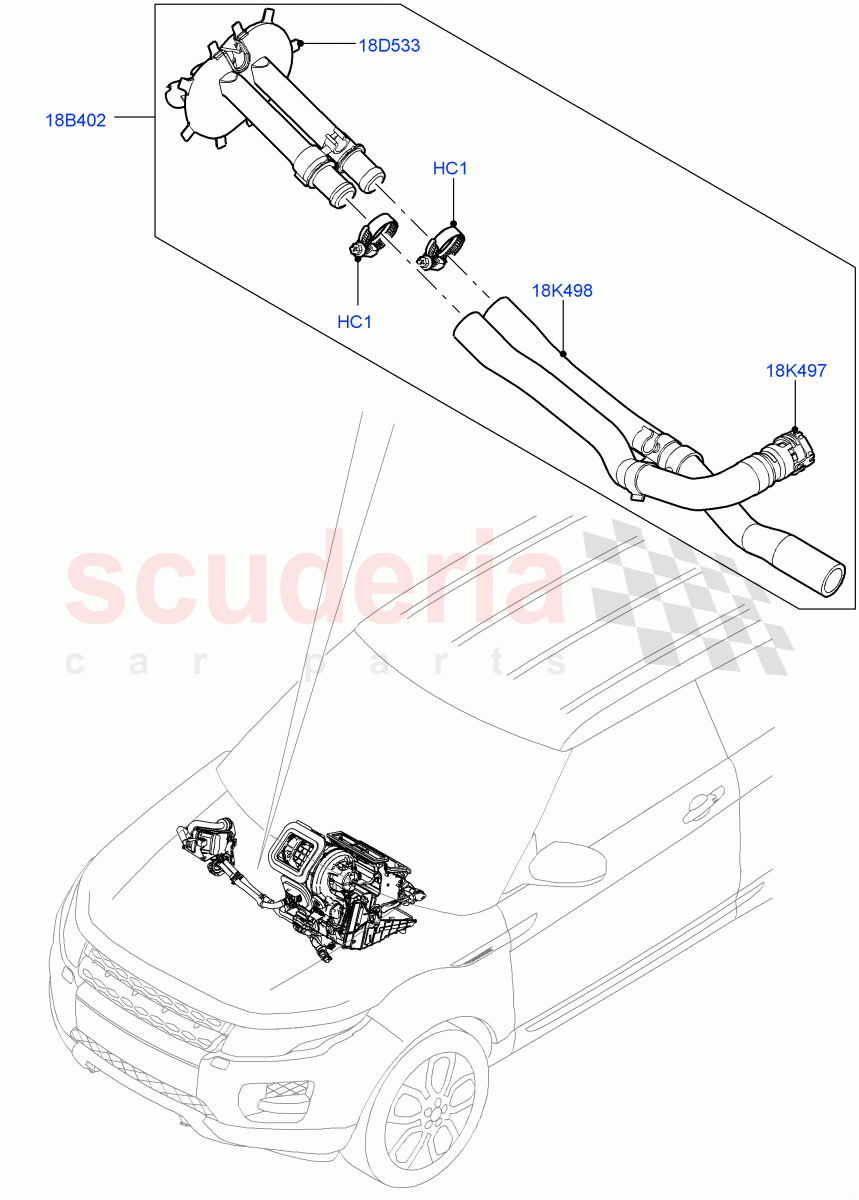 Auxiliary Heater Hoses(Changsu (China),Fuel Fired Heater With Park Heat,With Fuel Fired Heater)((V)FROMEG000001) of Land Rover Land Rover Range Rover Evoque (2012-2018) [2.0 Turbo Diesel]