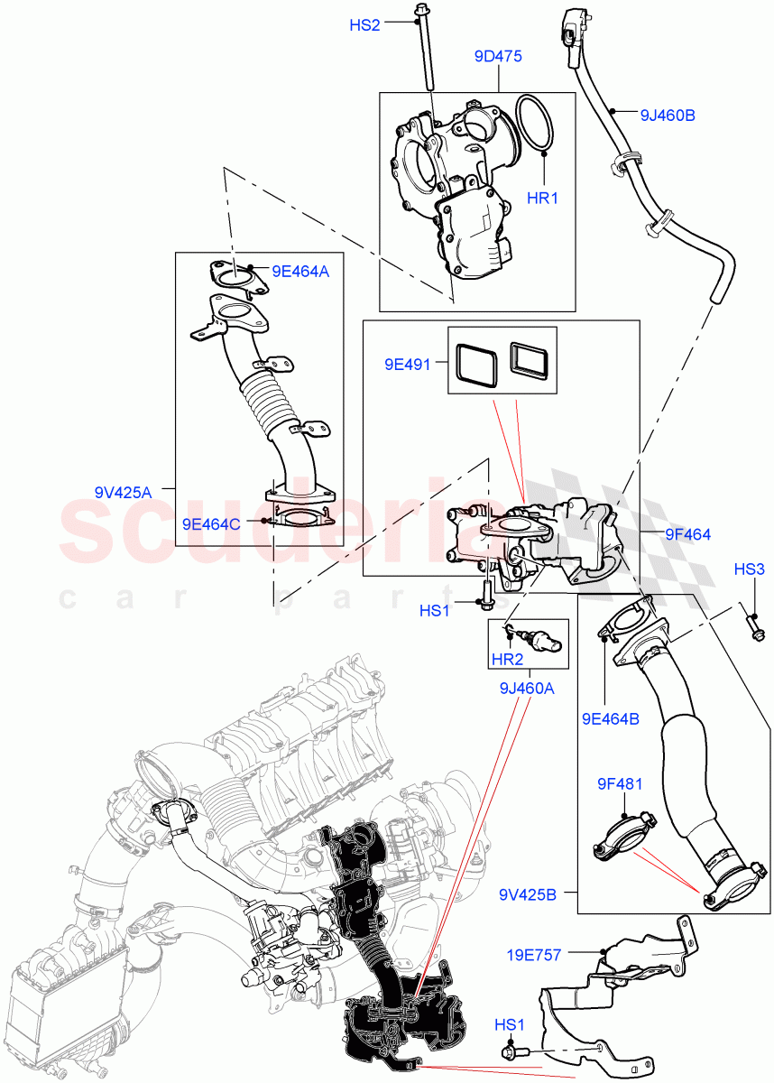 Exhaust Gas Recirculation(Low Pressure EGR)(2.0L I4 DSL MID DOHC AJ200,EU6D Diesel + DPF Emissions,Halewood (UK),Proconve L6 Emissions,Stage V Plus DPF,LEV 160,EU6 + DPF Emissions,Japanese Emission + DPF,DPF + DE-SOX) of Land Rover Land Rover Discovery Sport (2015+) [2.0 Turbo Diesel]