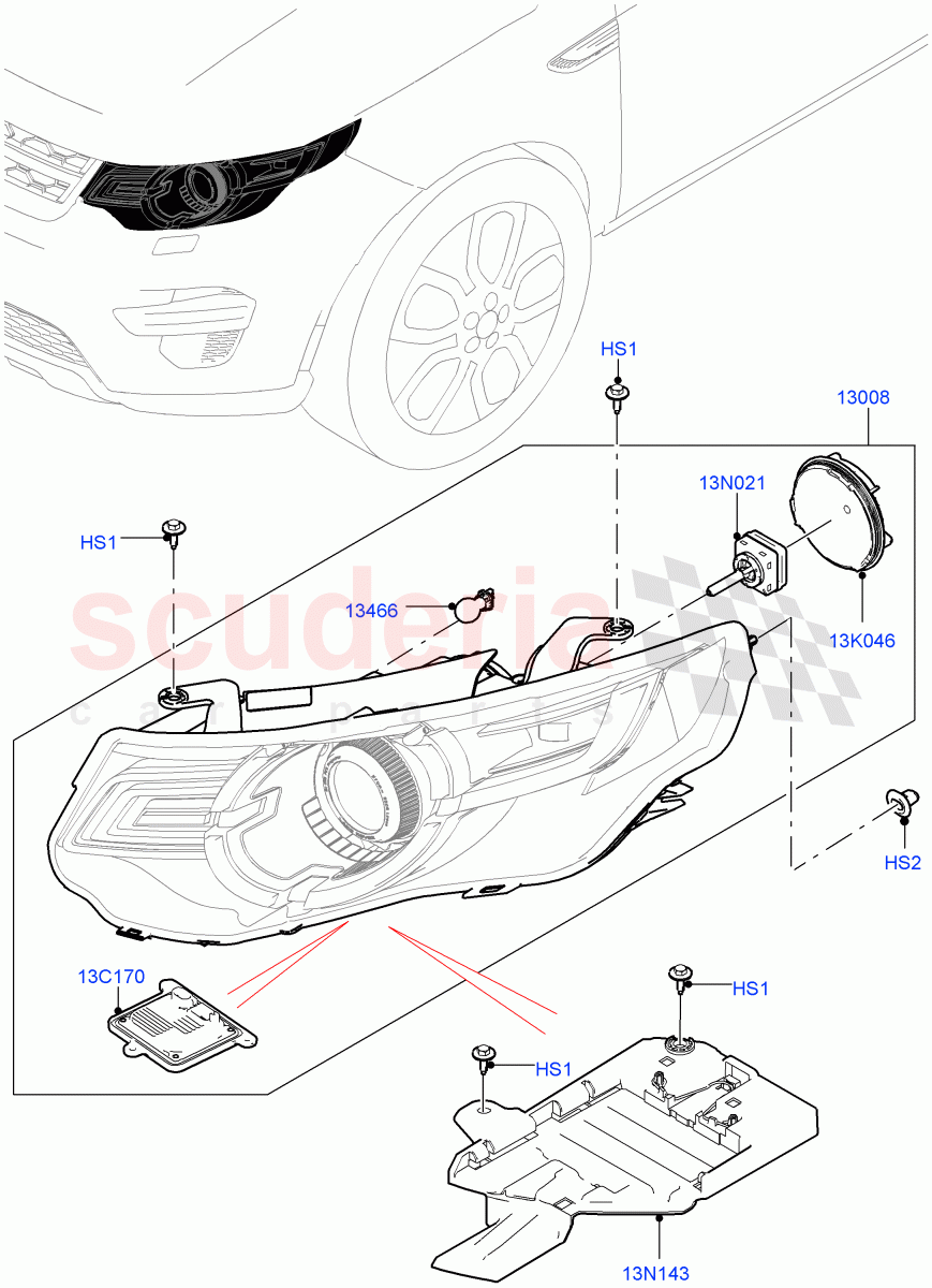 Headlamps And Front Flasher Lamps(Changsu (China),With BI - Xenon Headlamps,With Adaptive Headlamps Bi Xenon,Headlamps - LED Premium,Headlamps - LED Matrix,Headlamps - LED)((V)FROMFG000001) of Land Rover Land Rover Discovery Sport (2015+) [1.5 I3 Turbo Petrol AJ20P3]