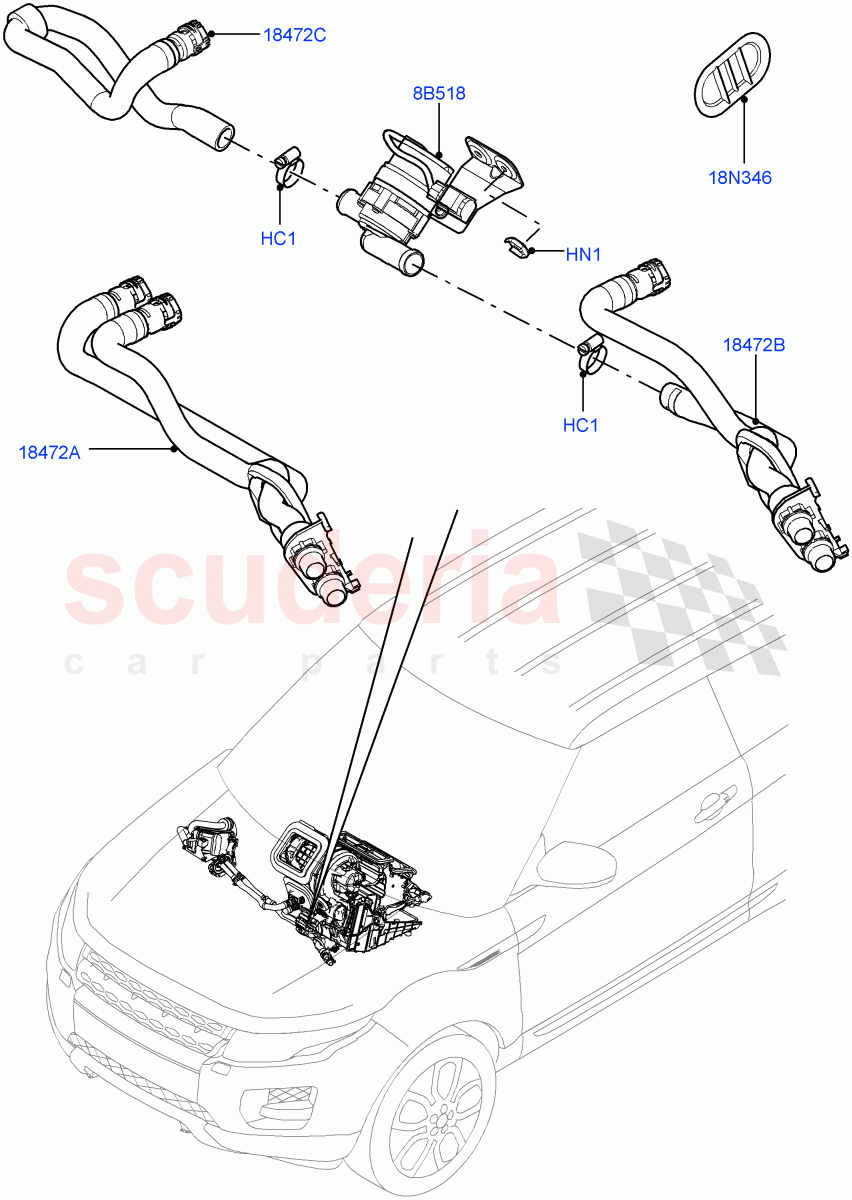 Heater Hoses(2.0L 16V TIVCT T/C 240PS Petrol,Halewood (UK),2.0L I4 DSL MID DOHC AJ200,2.0L 16V TIVCT T/C Gen2 Petrol)((V)TOGH999999) of Land Rover Land Rover Range Rover Evoque (2012-2018) [2.0 Turbo Petrol AJ200P]