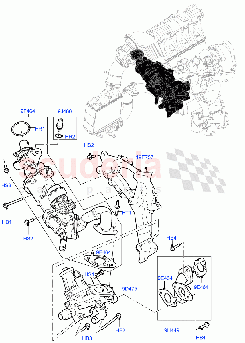 Exhaust Gas Recirculation(High Pressure EGR)(2.0L AJ20D4 Diesel High PTA,Halewood (UK),2.0L AJ20D4 Diesel Mid PTA,2.0L AJ20D4 Diesel LF PTA) of Land Rover Land Rover Discovery Sport (2015+) [2.0 Turbo Diesel]