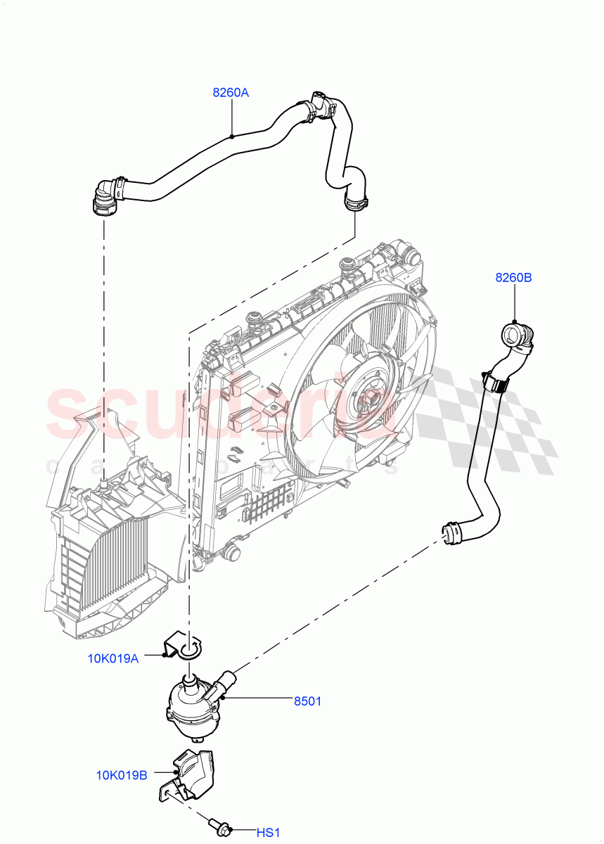 Water Pump (Nitra Plant Build, Auxiliary Unit) (3.0L DOHC GDI SC V6 PETROL) ((V) FROMK2000001) of Land Rover Land Rover Discovery 5 (2017+) [3.0 DOHC GDI SC V6 Petrol]