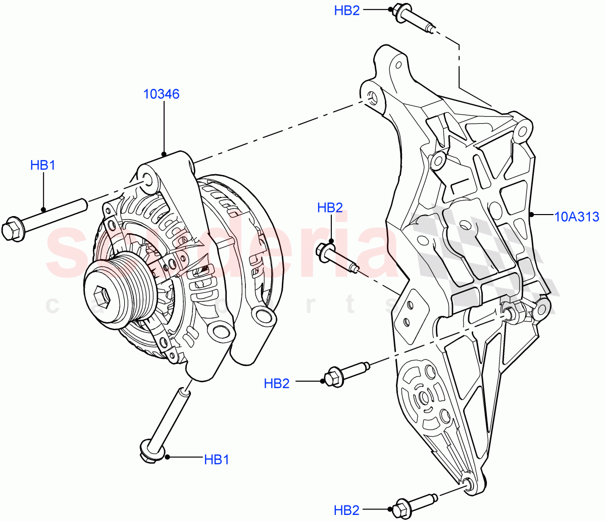 Alternator And Mountings (Nitra Plant Build) (3.0 V6 D Low MT ROW, 3.0 V6 D Gen2 Mono Turbo, 3.0 V6 D Gen2 Twin Turbo) ((V) FROMK2000001) of Land Rover Land Rover Discovery 5 (2017+) [3.0 Diesel 24V DOHC TC]