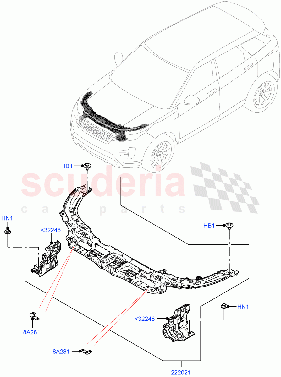 Front Panels, Aprons & Side Members(Front Panel)(Changsu (China)) of Land Rover Land Rover Range Rover Evoque (2019+) [2.0 Turbo Diesel AJ21D4]