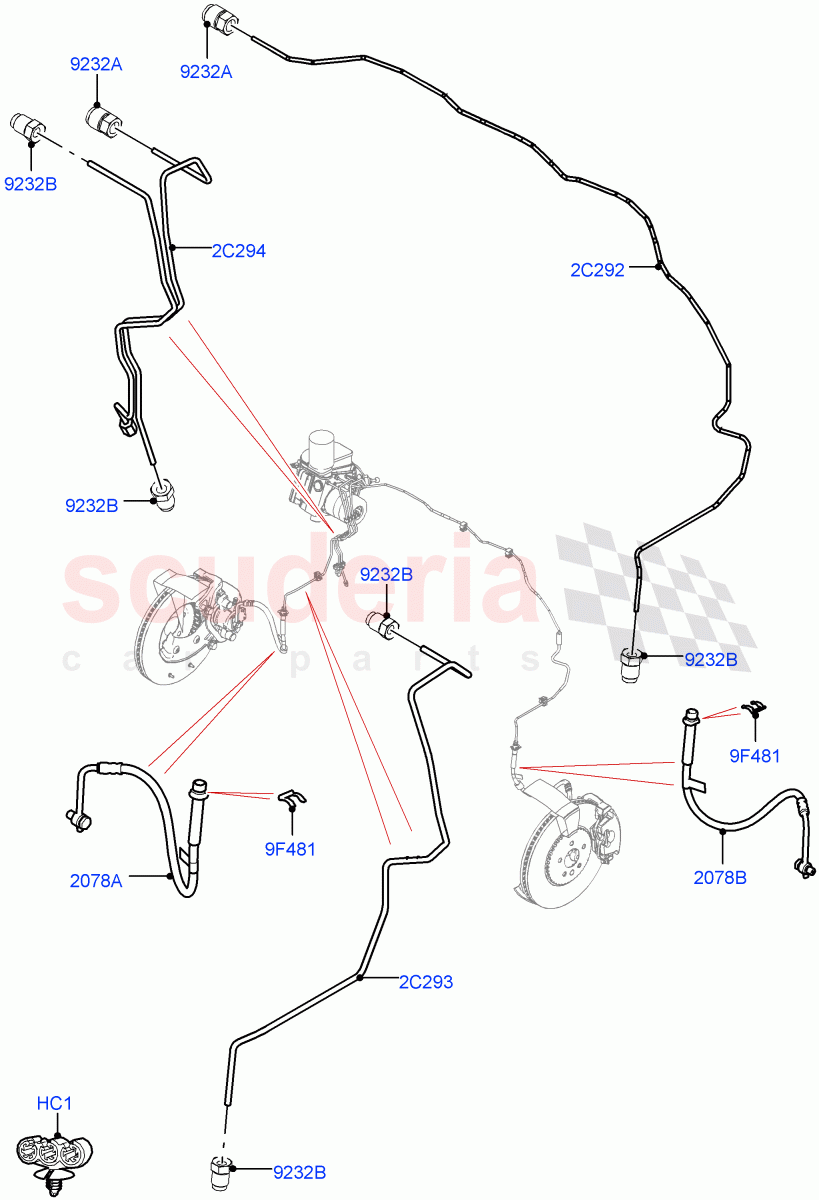 Front Brake Pipes(RHD)((V)FROMMA000001) of Land Rover Land Rover Range Rover Velar (2017+) [2.0 Turbo Diesel]