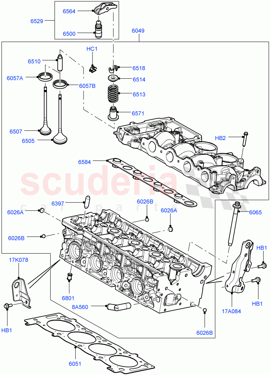 Cylinder Head(2.2L CR DI 16V Diesel,2.2L DOHC EFI TC DW12) of Land Rover Land Rover Discovery Sport (2015+) [2.2 Single Turbo Diesel]