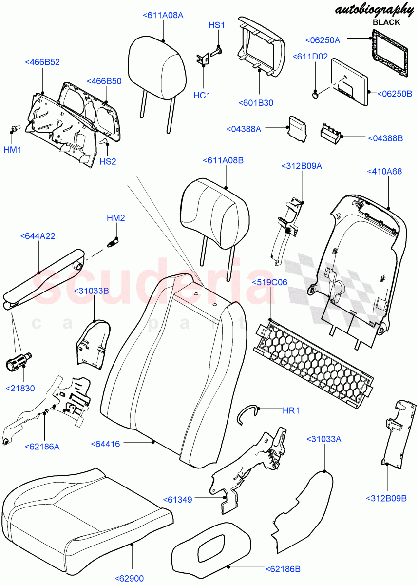 Front Seat Covers(Autobiography Black / SV Autobiography)(2S AL Leather Diamond,Limited Edition Lux Leather,Perforated Soft Grain Leather)((V)FROMEA000001,(V)TOHA999999) of Land Rover Land Rover Range Rover (2012-2021) [4.4 DOHC Diesel V8 DITC]