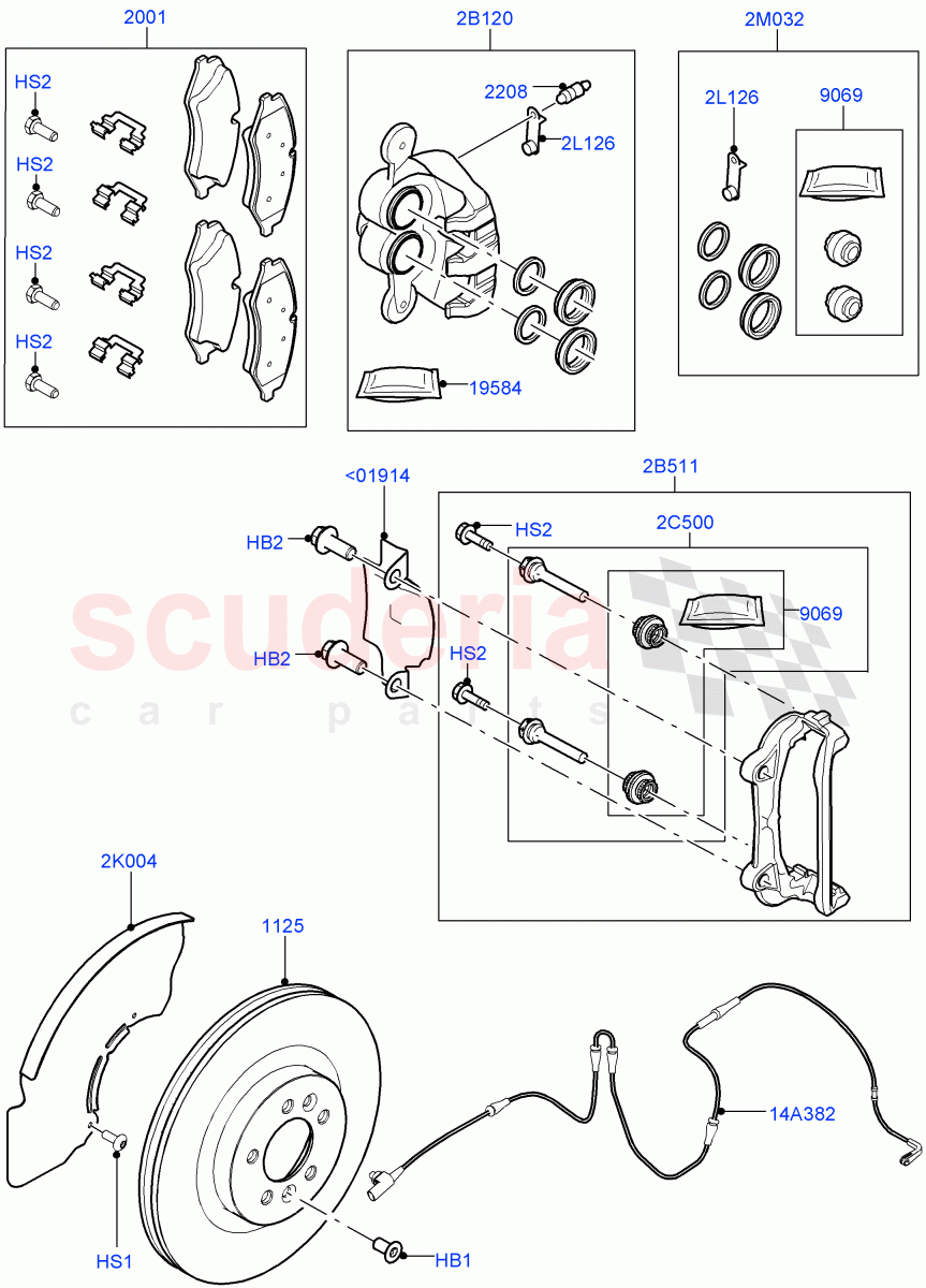 Front Brake Discs And Calipers ((V) TOHA999999) of Land Rover Land Rover Discovery 5 (2017+) [3.0 Diesel 24V DOHC TC]