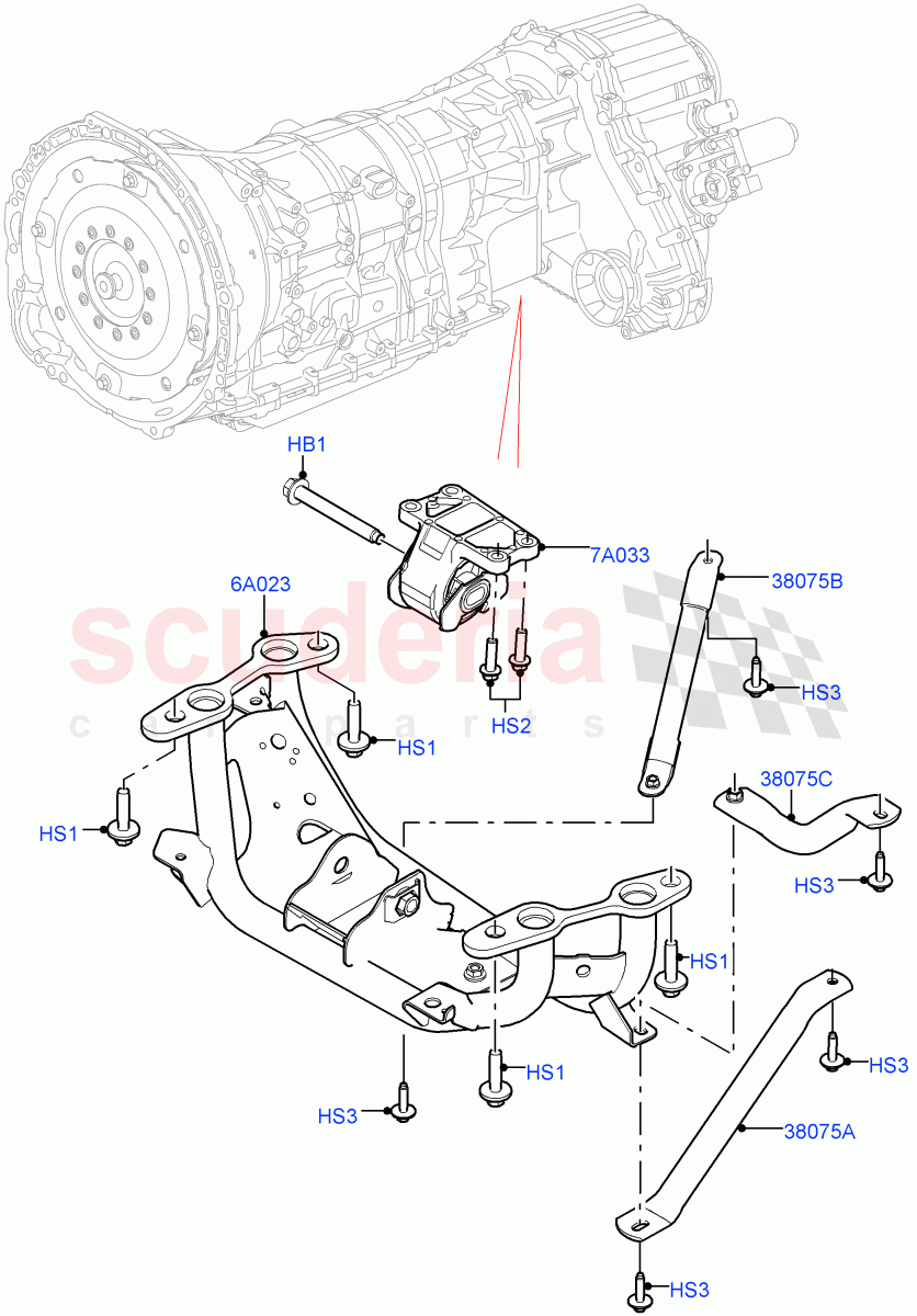 Transmission Mounting(2.0L I4 DSL HIGH DOHC AJ200,2.0L I4 DSL MID DOHC AJ200)((V)FROMHA000001) of Land Rover Land Rover Range Rover Sport (2014+) [3.0 Diesel 24V DOHC TC]