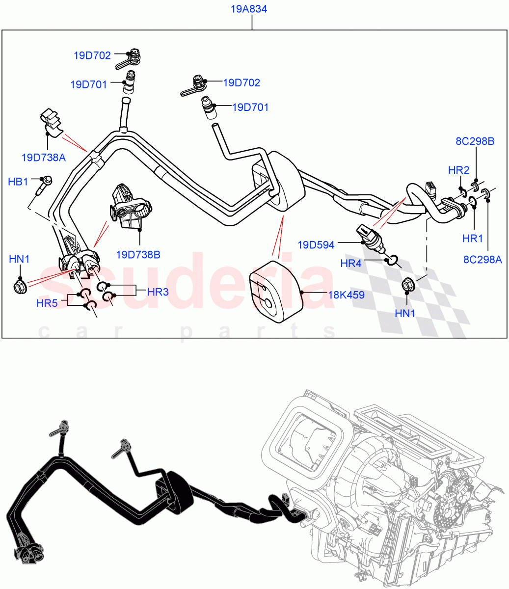 Air Conditioning System(Halewood (UK),Less Chiller Unit,Air Conditioning Refrigerant-R134A)((V)FROMGH000001,(V)TOKH999999) of Land Rover Land Rover Discovery Sport (2015+) [2.0 Turbo Petrol GTDI]