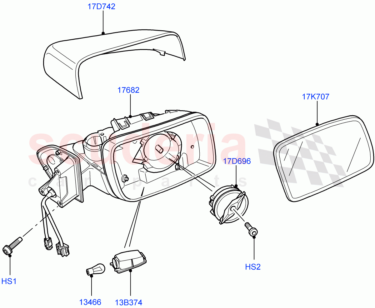 Exterior Rear View Mirror((V)FROMAA000001,(V)TODA999999) of Land Rover Land Rover Discovery 4 (2010-2016) [2.7 Diesel V6]