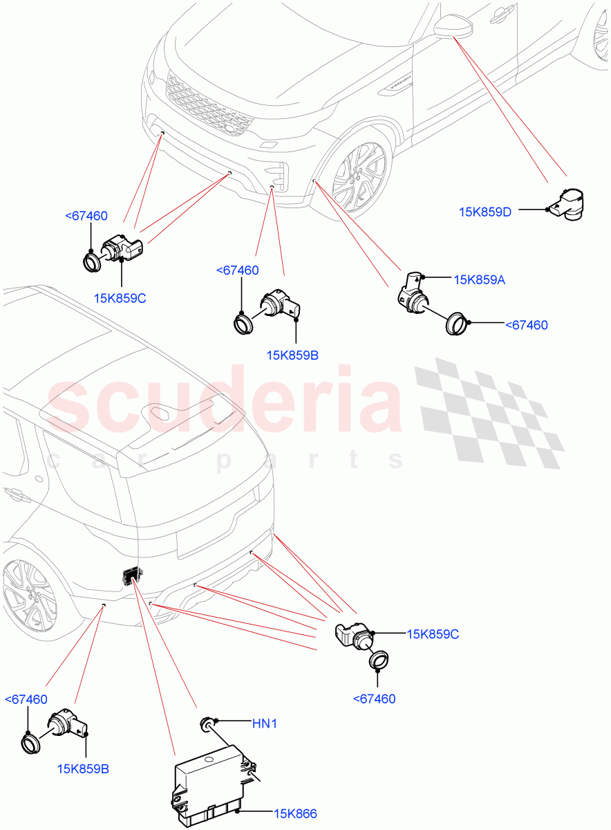 Parking Distance Control(Nitra Plant Build)((V)FROMK2000001,(V)TOL2999999) of Land Rover Land Rover Discovery 5 (2017+) [3.0 I6 Turbo Diesel AJ20D6]