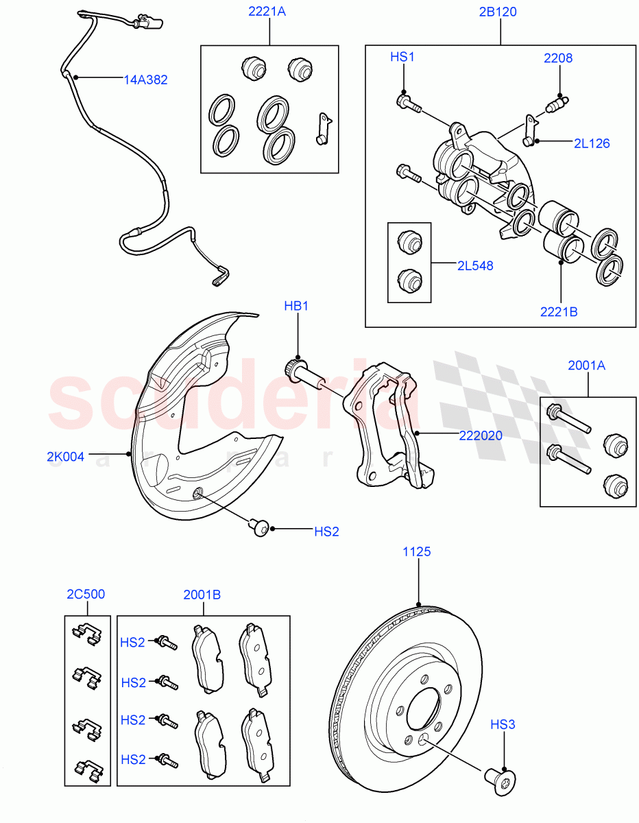 Front Brake Discs And Calipers (Lion Diesel 2.7 V6 (140KW), Cologne V6 4.0 EFI (SOHC)) ((V) FROMAA000001, (V) TOCA999999) of Land Rover Land Rover Discovery 4 (2010-2016) [2.7 Diesel V6]