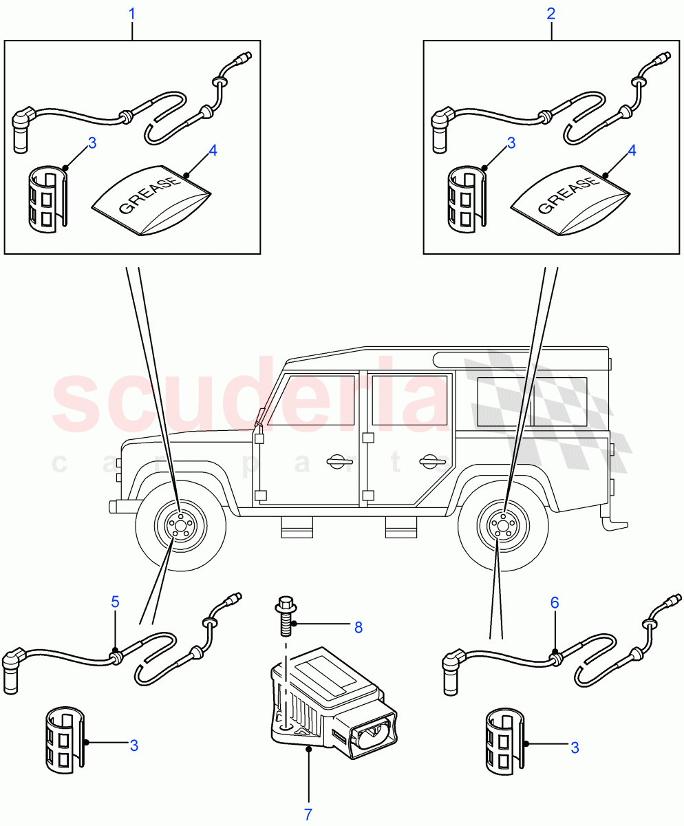 ABS Sensors (4 Wheel Anti-Lock Braking System) ((V) FROM7A000001) of Land Rover Land Rover Defender (2007-2016)